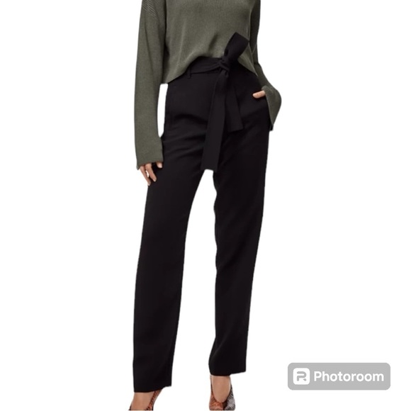 Aritzia Pants - Aritzia Wilfred Black Tie Front Trouser Pants Womens 10